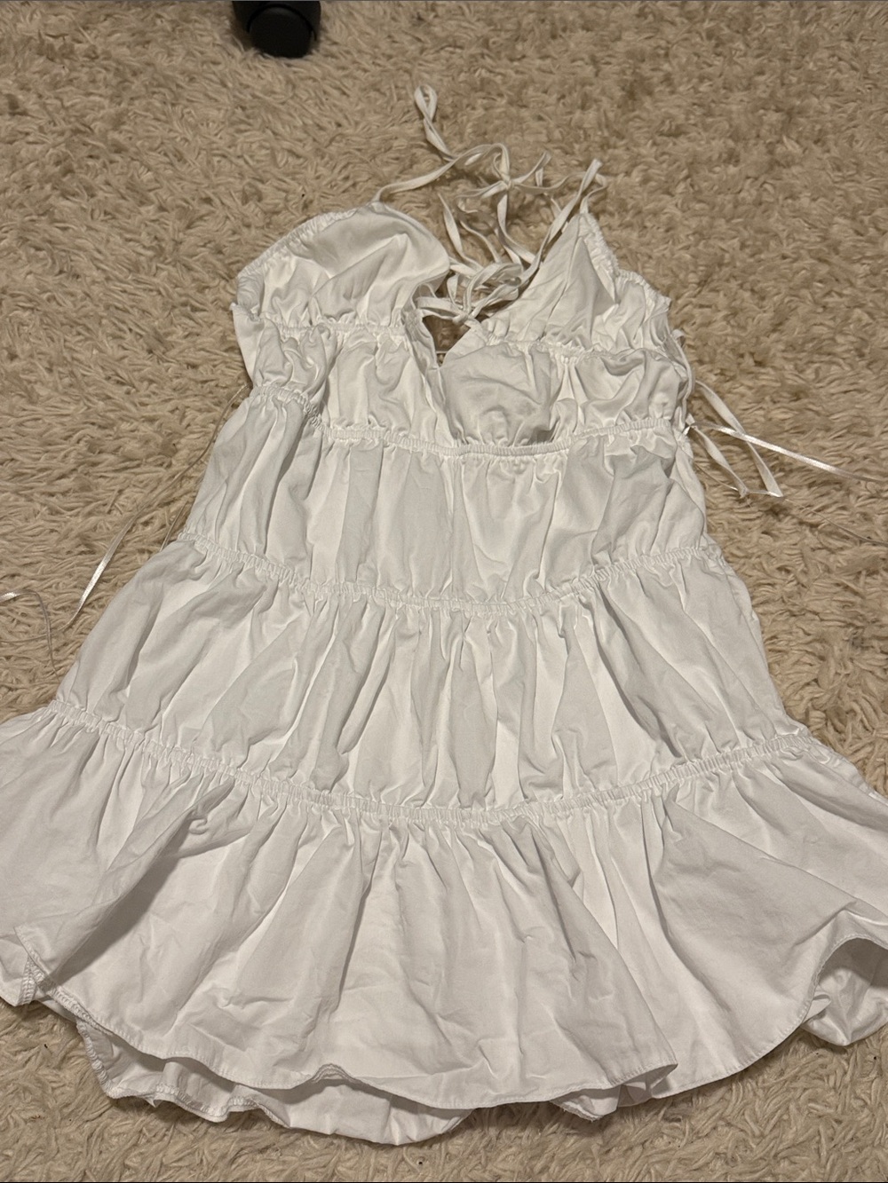 Zara White Tiered Mini Sundress